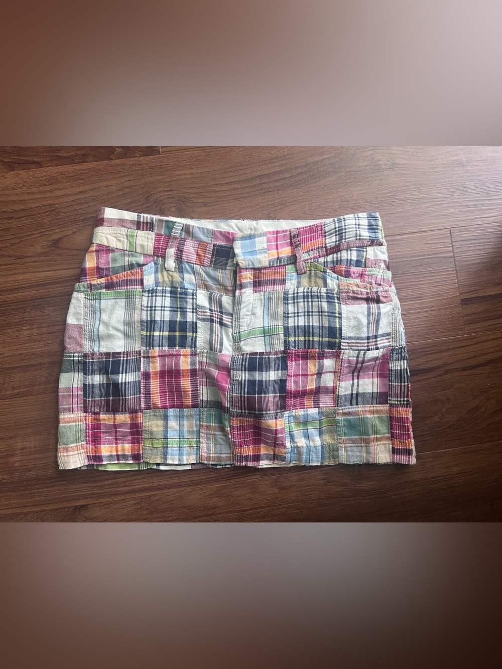 Duck Head Jeans Co Vintage Madras Plaid Mini Skirt size 5 90s Y2K